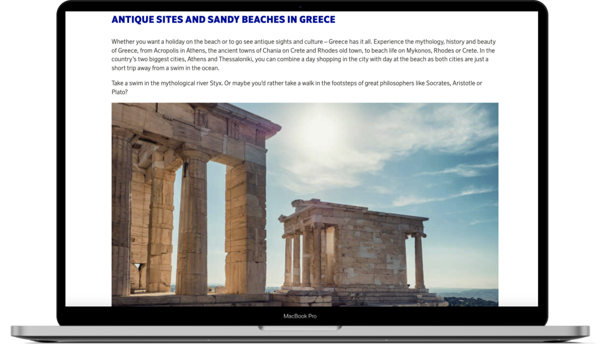 SAS destination page – Greece