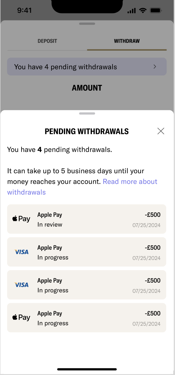 LeoVegas in-product message