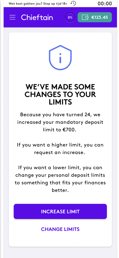 Responsible gambling message variant